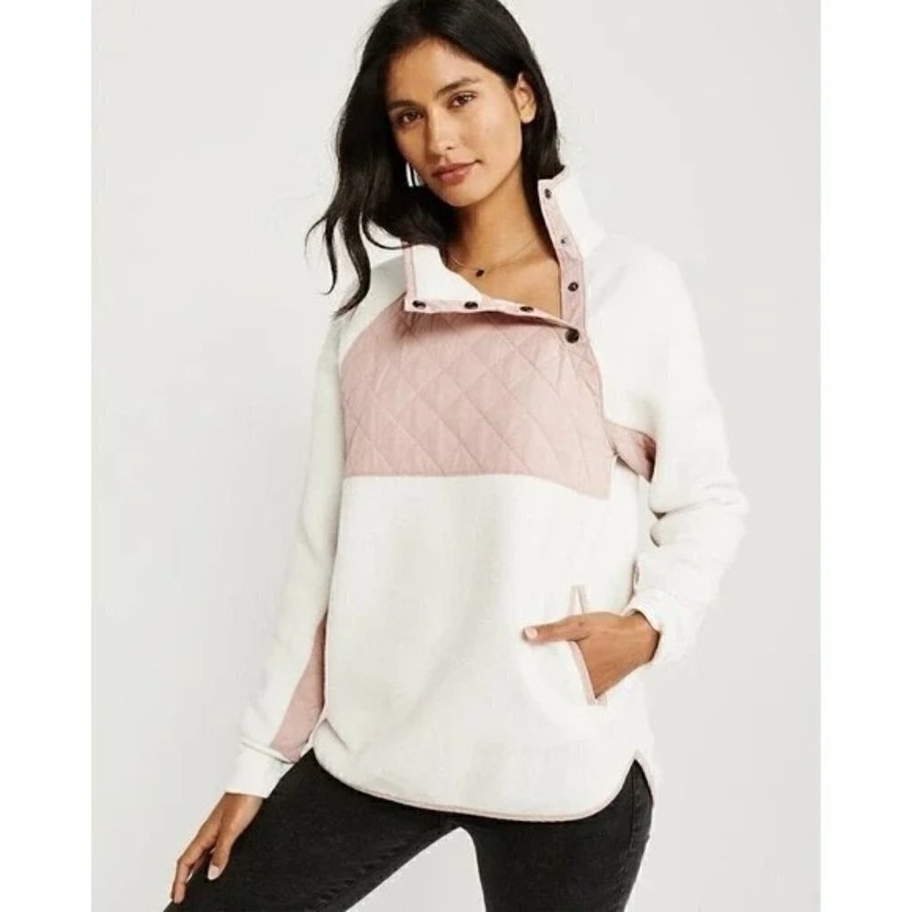 Abercrombie & Fitch‎ Asymmetrical Snap Up Fleece Sweatshirt XXS